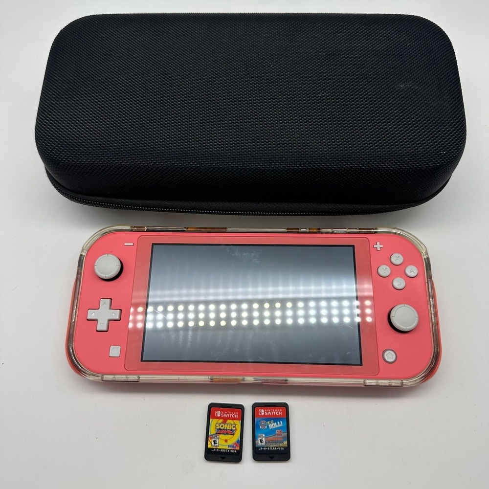 Nintendo Switch Lite 32 GB Coral Pink w/ Cases and Games - TESTED